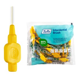 TEPE - cepillo para polvo interdental original, cepillo para polvo dental suave para limpieza de dientes, paquete de 25, 0,7 mm, espacios medianos, amarillo, tamaño 4