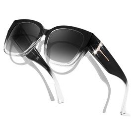 TJUTR Polarized Sunglasses Fit Over Glasses for Women, Oversized Driving Sun Glasses with Rhinestone Designer Style