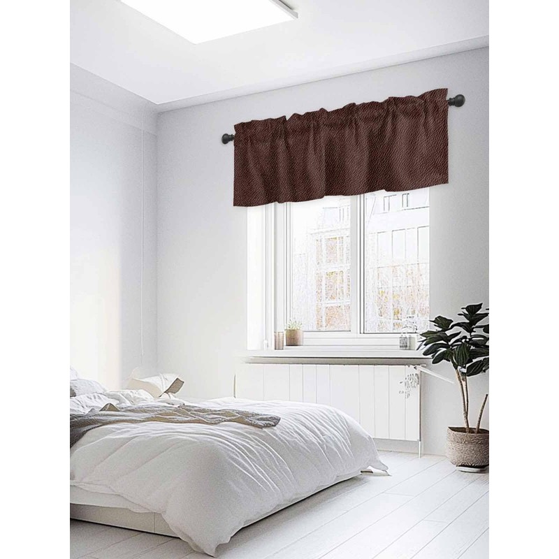 Hokiten Brown Leather Texture Window Valance Curtains, Window Treatment for