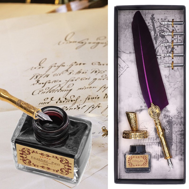 Feather Pen Exquisite Vintage Elegant Stainless Steel Smoothly Writing Wear