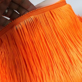 Yalulu 10 Meters Latin Fringe Tassel Trimming Lace Latin Macrame Samba Dance Clothing Curtain Lace Trim Polyester Single Band (Orange)