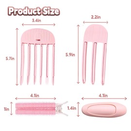 HAIOLORPRO Hair Volume Clip, 4PCS Volumizing Hair Comb Root Clips for Curly, Volume Clips for Roots at the Top, Root Lifting Fluffy Comb Clip Volumizer Tool (Pink)