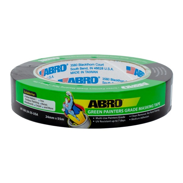 ABRO Masking Tape, 24mm x 55M, All Purpose Green Masking