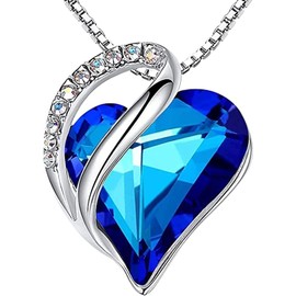 Qimily Infinity Love Heart Pendant Necklace, Crystal Necklaces for Women, Silver Tone Jewelry Gifts for Women, 18-inch Chain & 2-inch Extender