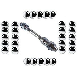 cyclingcolors Rear Wheel Axle 3/8 Inch x 155 mm Bicycle Universal Axle + 30 x Balls 6.35 mm 1/4 Inch Solid Hub Rear Wheel Vintage Vintage Vintage Cycling MTB Racing Bike Fixie Single Speed