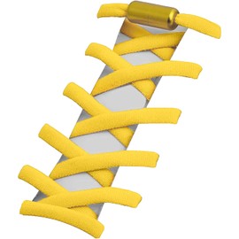 HIGH FIVE Elastic No-Tie Shoelaces, Stretchy, Solid Color, Sneakers, Low Cut, High Cut, For 1 Pair (2 Pieces), yellow