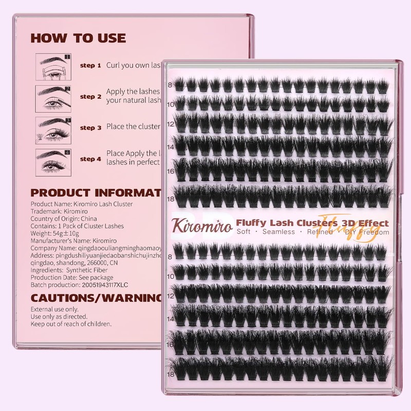 Kiromiro Fluffy Lash Clusters Volume 8-20mm DIY Individual Lash Extensions