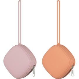 Paquete de 2 Estuches Portadores de Chupón de Silicona, Estuche Portátil para Chupón para Bolsa de Pañales, Libre de BPA, Bolsa de Silicona para Chupones de Bebés Recién Nacidos para Niños y