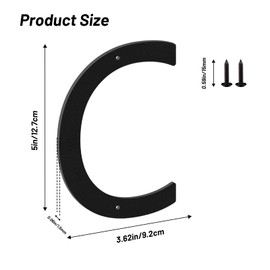 5 Inch House Numbers and Metal Letters for Outdoor Signs, House Numbers for Outside, Aluminum Address Letters and Numbers for Door, Mailbox, Garden, Perfect for Home or Office (Letter C)