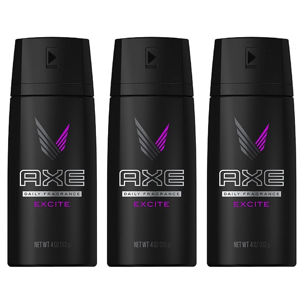 Axe Daily Fragrance/Body Spray - Excite - Net Wt. 4 OZ (113 g) Each - Pack of 3