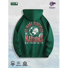 GO MAKE DISCIPLES of ALL NATIONS Graphic Hoodie 100% Cotton US Warehouse 7 ColorsColor: Army Green, Size: 2 XL