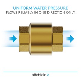 Bächlein Universal Non-Return Valve - Brass Non-Return Valve with G3/4 Inch Female Thread on Both Sides - Stainless and Watertight Non-Return Valve for a Safe Drinking Water System