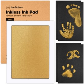 1-Pack Inkless Hand and Footprint Kit - Ink Pad for Baby Hand and Footprints - Dog Paw Print Kit,Dog Nose Print Kit - Baby Footprint Kit, Clean Touch Baby Foot Printing Kit,Handprint Kit (Gold, Jumbo)
