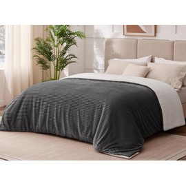 Kozyhvn Sherpa Twin Blanket for Bed - Soft Cozy Fleece Blanket, Warm for Winter, Reversible for Sofa, Grey, 60 x 80 Inches