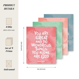 LARTSFRO Kids Bible Colorful Wall Decor, Inspirational Bible Verses Boho Decor for Nursery Baby Kids Bedroom, Christian Wall Art, Classroom Decor, Gifts for Kids 10x8 Inch Set of 4 Unframed