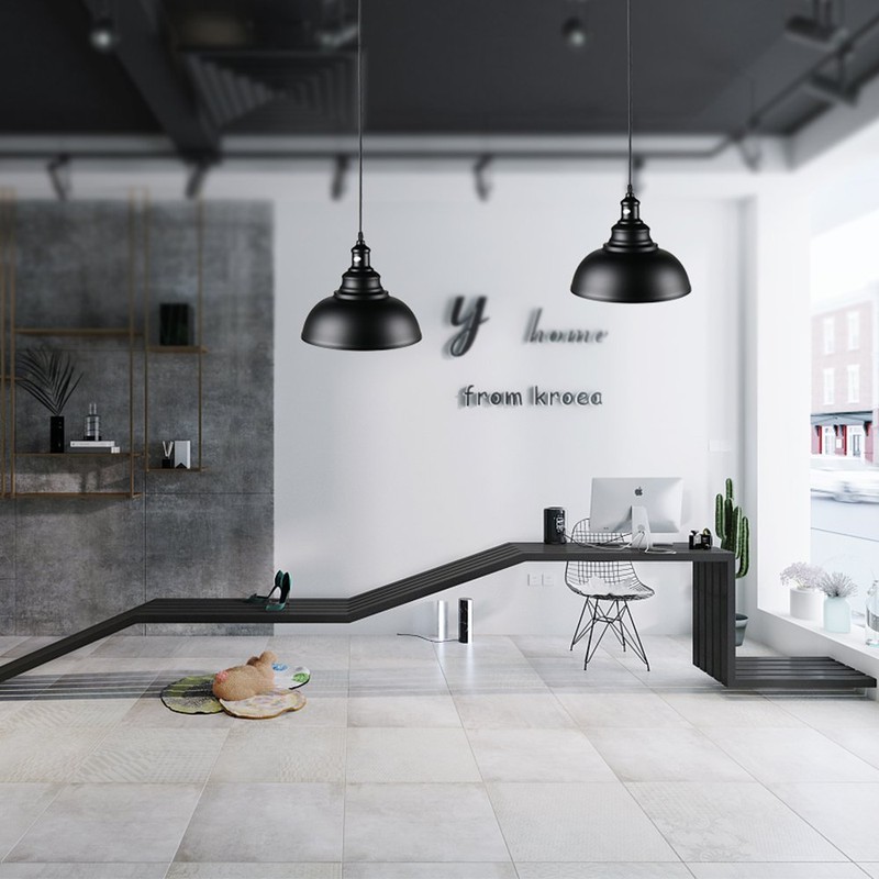 Lightess Black Pendant Light Dimmable, Industrial Hanging Lights Metal Barn