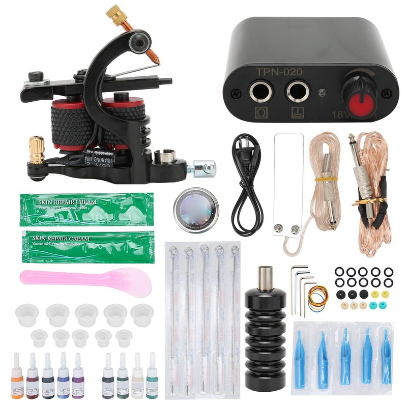 10 Wraps Tattoo Coil Machine Set Mini Tattoo Power Supply
