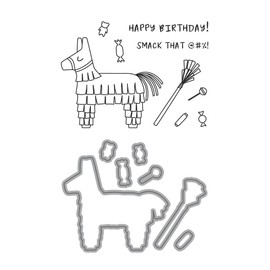 Ellen Hutson, Essentials by Ellen, Hit That Stamp and Die Set Combo, Stamping, Scrapbooking, Die Cutting, DIY, Paper Crafts, Card Making, Pinata, Donkey, Celebration, Cinco de Mayo, Birthday Party