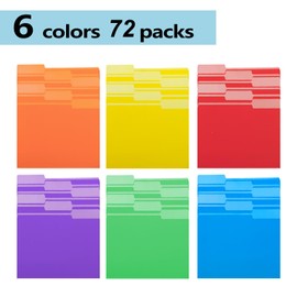 Premium Colored File Folders Letter Size, Made by Thick Coated Cardstock, with a Shiny Exterior and Matte interio, 72 Pack 6 Colors 8.5 x 11 Inch, 1/3 Cut Tab