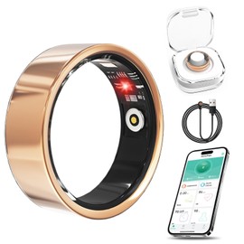 Luxelle Smart Ring Fitness Tracker with Sleep Monitor, Heart Rate, Blood Oxygen, Blood Pressure, Step Counter, 128 Sports Modes, IP68 Waterproof, Magnetic Charging, Compatible with iOS & Android