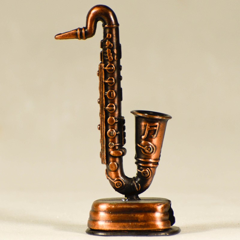 Miniature Saxophone Replica Die Cast Pencil Sharpener - Collectible Bronze