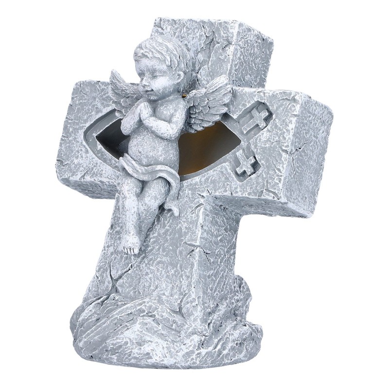 Angel Statue Hollow Design Cute Appearance Environmentally Friendly Resin Light