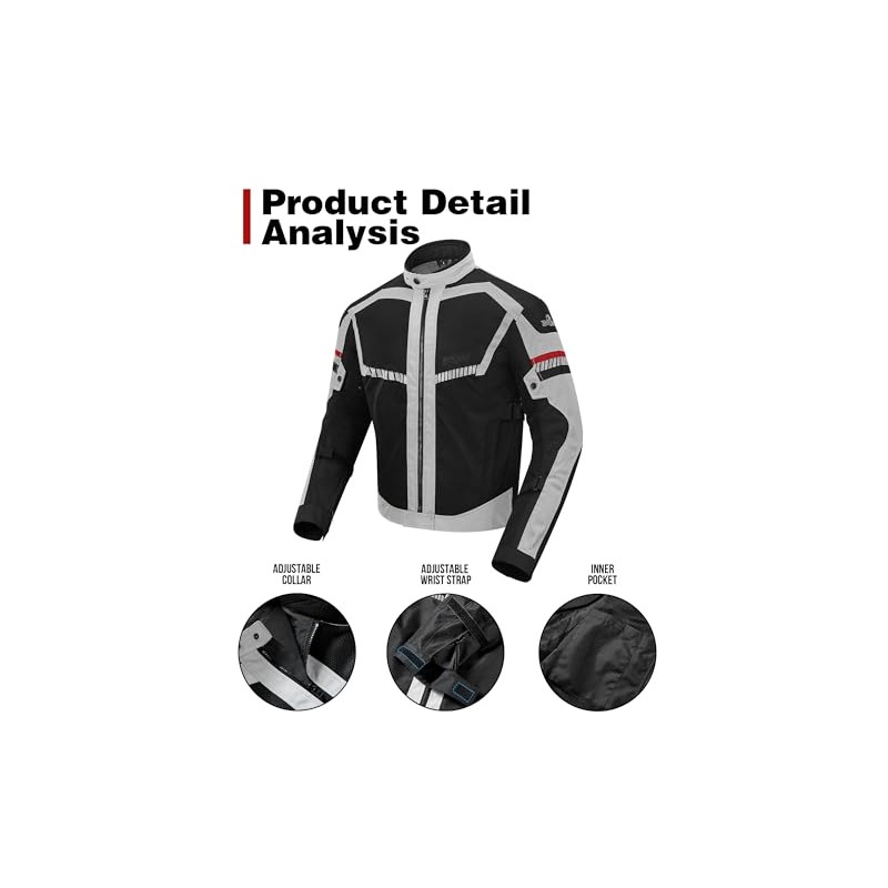 BORLENI Motorcycle Jacket Summer Men's Breathable Armour Protection High Gloss