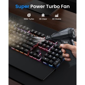 Zezzofan Compressed Air Duster-180000RPM Ultra Powerful Electric Air Duster, 3-Gear Adjustable High Speed Brushless Motor Air Blower for Dust Cleaning PC/Keyboard/Car