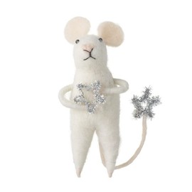 Heaven Sends Little Wool Mouse with Silver Star on Tail Cute Christmas Decoration