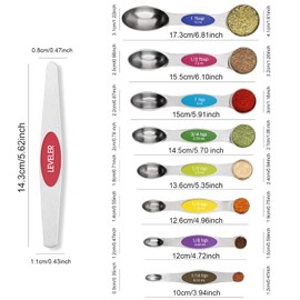 Magnetic Measuring Spoons Set Stainless Steel with Leveler, 9pcs Multicolors Measuring Cups Set for Baking, Measuring Cups and Spoon Set Kitchen Gadgets Apartment Essentials Fits in Spice Jars
