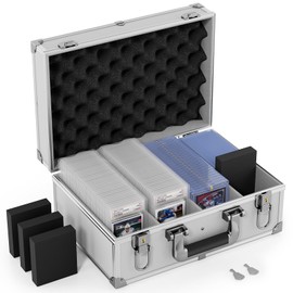 Vitula Graded Cards Storage Box Fits for 550 TopLoaders or 100+ PSA Slabs or 120 Magnetic Cards Holders, Lockable Trading Card Storage Box Fits for Top Loaders, or Card Slabs, (L, Silver)