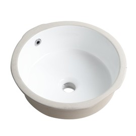 KDKSC Undermount Bathroom Sink 16 Inch Small Verticyl Round Undermount Sink White Ceramic Under Counter Bathroom Vanity Sinks with Overflow（Internal Size 14"x14"）