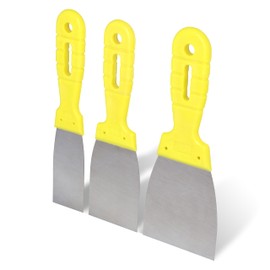HELPMATE Painter's Spatula Set 3-Piece 40/60/80 mm - Stainless Steel Spatula with Plastic Handle - Flexible Steel Blade with Ground Surface - Precise Puttying and Scraping