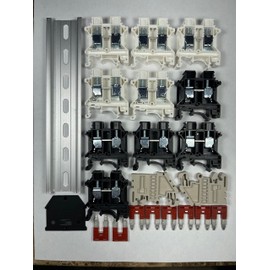 Dinkle Assembly Kit DK10N White/Black 10 Gang Box Connector DIN Rail Terminal Blocks, 6-20 AWG, 60 Amp, 600 Volt 8 Jumpers Included
