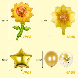 Elaliyi Sunflower Balloons Sunflower Balloons Decorations 8Pcs Sunflower Balloons Kit Large Sunflower Balloons Yellow Baby Shower Decorations