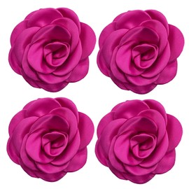Sanrich Women's Brooches 4pcs Rose Flower Hair Clip Mexican Hair Flowers Clips Hairpin Brooch Tea Party Hats Headpieces (hot pink)