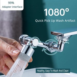 1080° Rotating Splash Filter Faucet Large-Angle Rotating Robotic Arm Water Nozzle Faucet Adaptor Universal Splash Filter Faucet Aerator Splash Filter Kitchen Tap Extend Faucets Bubbler