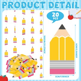 Namalu 20 Pcs Pencil Hanging Banners for Back to School Decorations Vertical Pencil Banners for First Day of School Party Decorations Classroom Ceiling Bulletin Board Decor Supplies