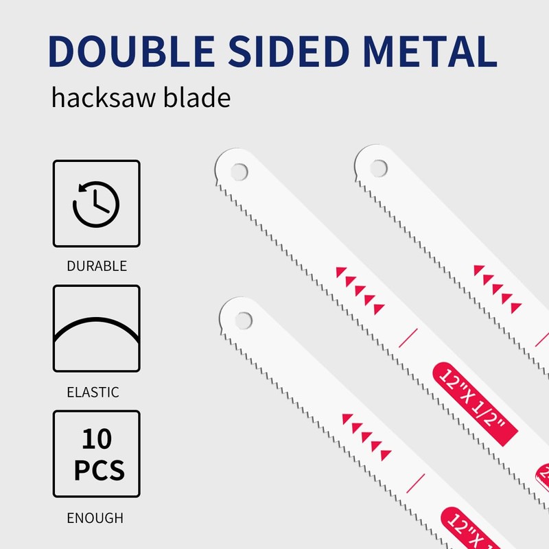 Bdmetals BI-Metal Hacksaw Replacement Blades, 12” High Speed Steel Cutting