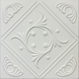 Home Décor Ceiling Tiles R2W Anet Wreath Foam Glue-Up Ceiling Tile 20x20 (126.72 s.f/Case) Pack of 48,Plain White