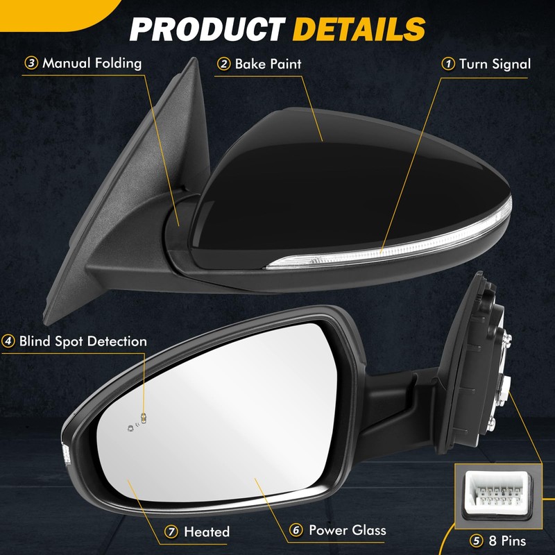 19-24 Left Driver Side Mirror Compatible with KIA Forte 2019