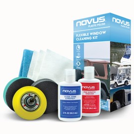 NOVUS Plastic Polish | Flexible Window Kit | One 3” Backing Pad for drill, One 3” Green Foam Pad, One 3” Black Foam Pad, 1, 2, Three Polish Mate Wipes, One Microfiber Towel