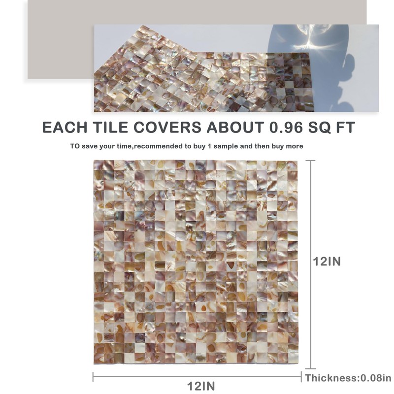 MOPTORLS Peel and Stick Mother of Pearl Shell Backsplash Tile,