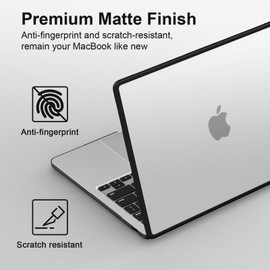 G JGOO Compatible with MacBook Air 13 inch M4 M3 M2 2025 2024-2022 A3240 A3113 A2681, Anti-Cracking TPU Bumper Shell for MacBook Air 13.6 inch Case + Keyboard Cover + Screen Protector, Frosted Clear