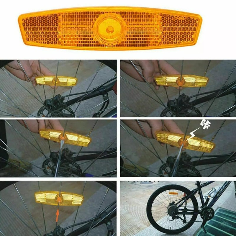TDR 2PCS Bicycle Reflector Wheel Spoke Reflecting Warning Device Yellow
