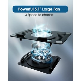 SHUWEI Gaming Laptop Cooling Pad with 360° Rotation Base, Ergonimic Aluminum Laptop Cooling Stand with 3 Speed Fan, Adjustable Height Laptop Cooling Pad for 10-17.3'' Notebook - Silver