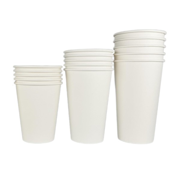 Kitchsy 16 oz. Disposable Paper Cups with Lids - White