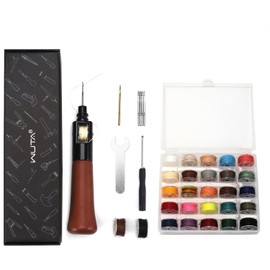 WUTA Leather Sewing Machine, Hand Sewing Machine, Speedy Stitcher for Leather Crafts, Hand Sewing Machine, 6 Leather Sewing Needles Set, 25 Colors Wax Cord (0.65mm)