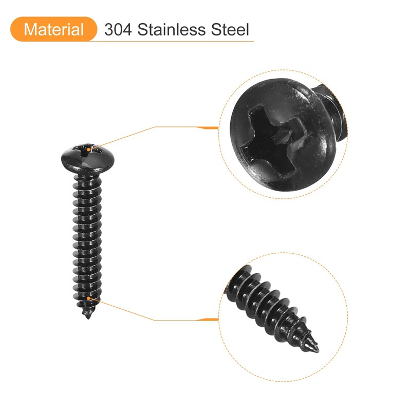sourcing map 5mm x 30mm Phillips Pan Head Self-tapping Screw,