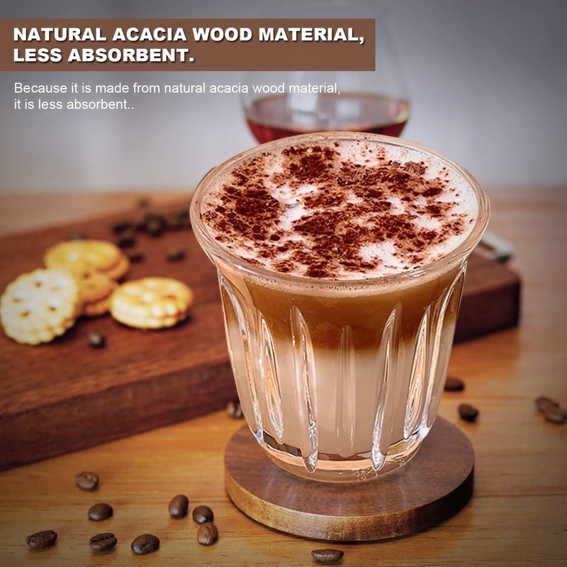 Acacia Wood Coasters for Drinks with Holder Set of 6,